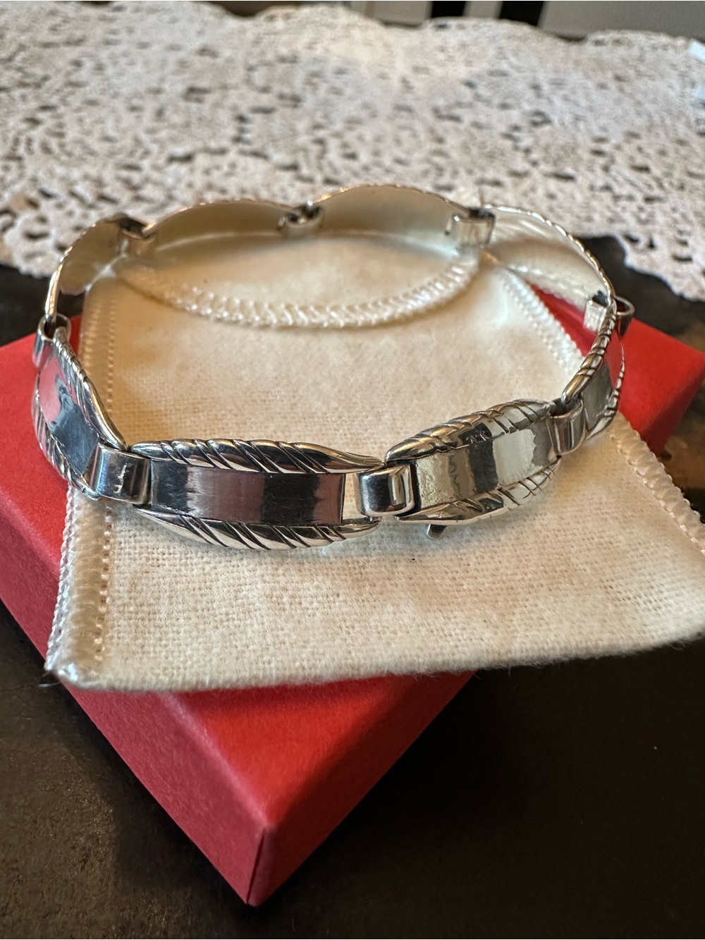 James Avery Sterling Silver Retired Engravable Rectangular Link Bracelet 7.5”